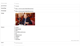 Tim Berners-Lee's FOAF profile seen in a default Longwell view